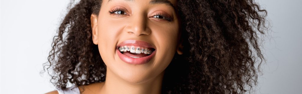 African american girl with dental braces